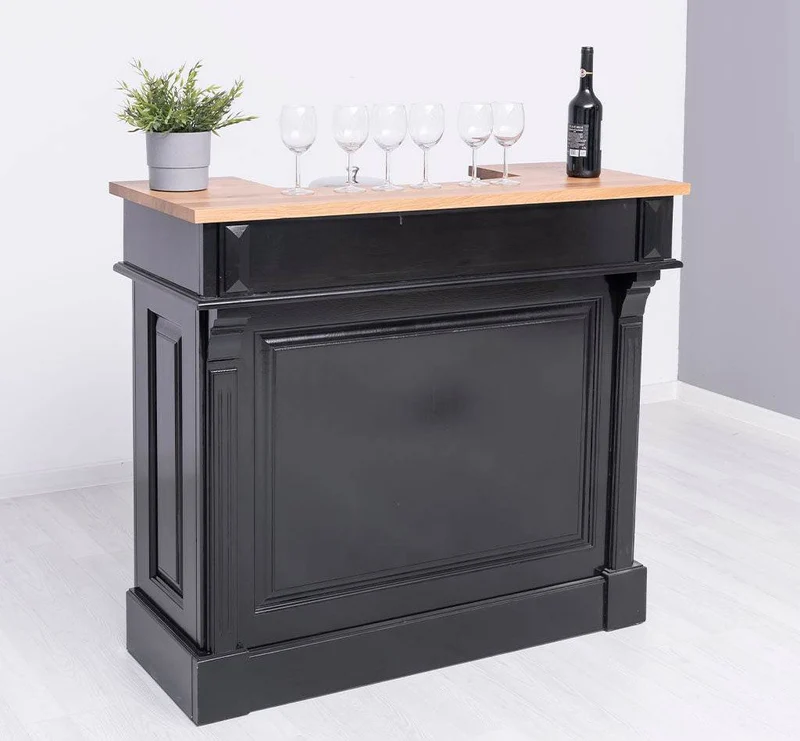 Vintage Weinbar aus Massivholz mit Flaschenfach für 15 Flaschen