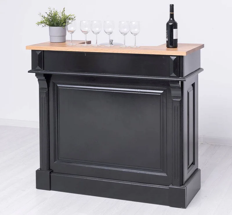 Vintage Weinbar aus Massivholz mit Flaschenfach für 15 Flaschen