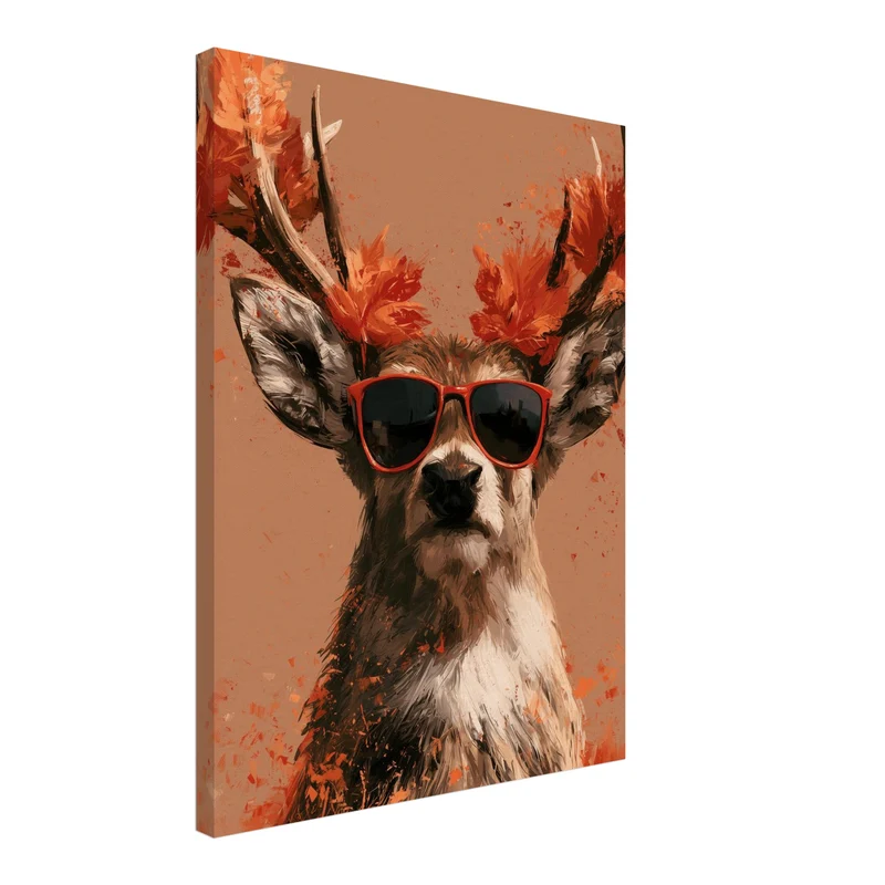 Hirsch mit roter Sonnenbrille Leinwand