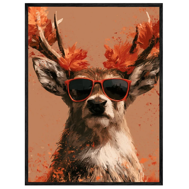 Hirsch mit roter Sonnenbrille Leinwand