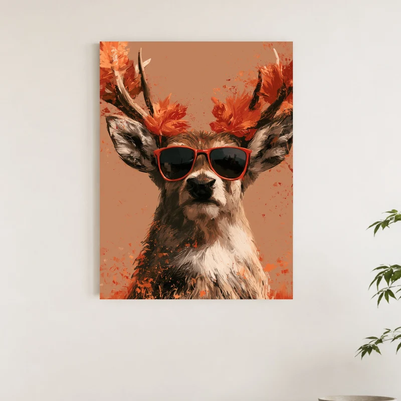 Hirsch mit roter Sonnenbrille Poster