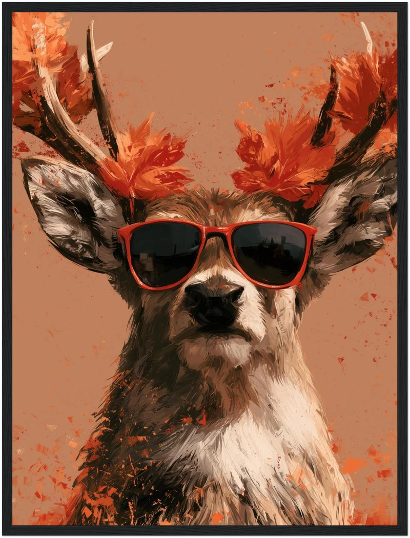 Hirsch mit roter Sonnenbrille Poster