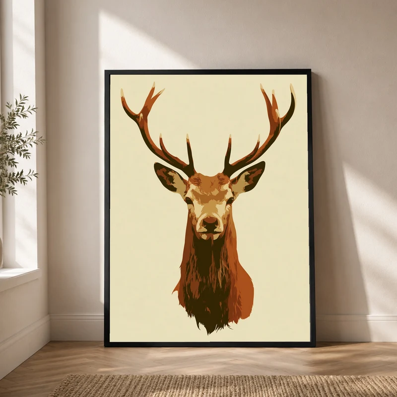 Hirsch Portrait minimalistisch Poster