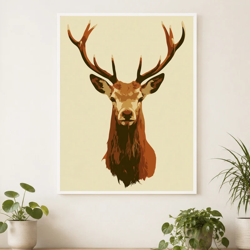 Hirsch Portrait minimalistisch Poster