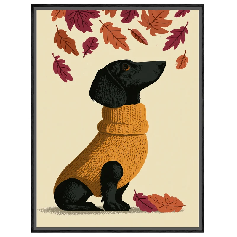 Dackel im Herbstpullover Leinwand