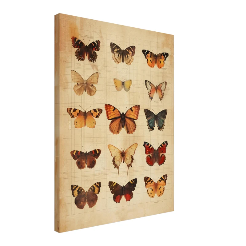 Schmetterlinge im Vintage-Tableau Leinwand