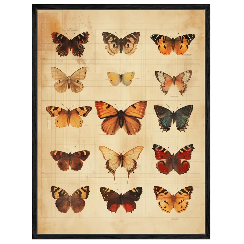 Schmetterlinge im Vintage-Tableau Leinwand