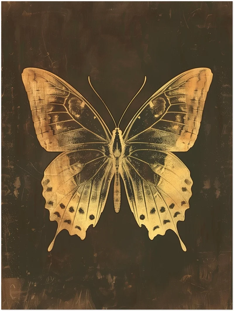 Goldener Schmetterling Vintage Poster