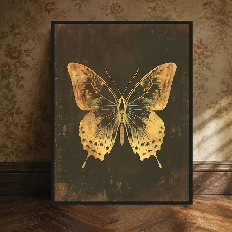 Goldener Schmetterling Vintage Poster