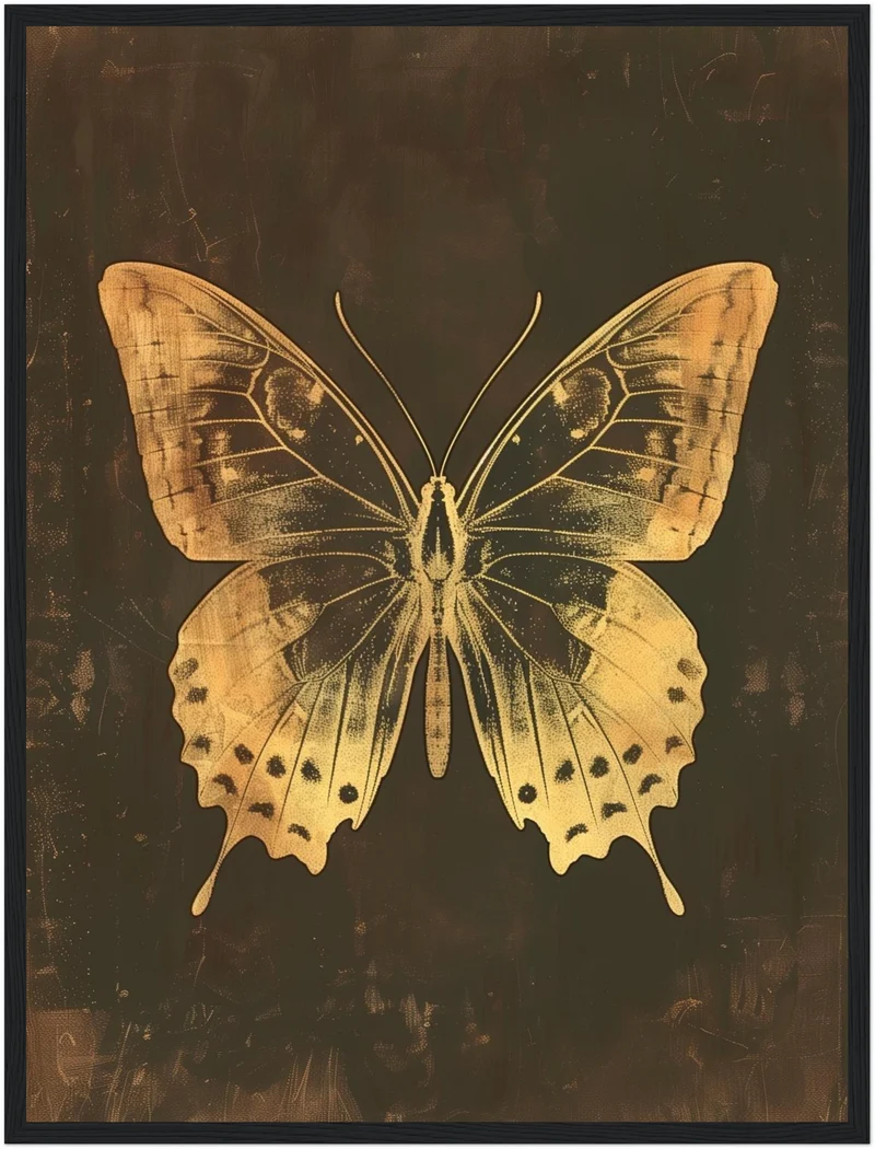Goldener Schmetterling Vintage Poster