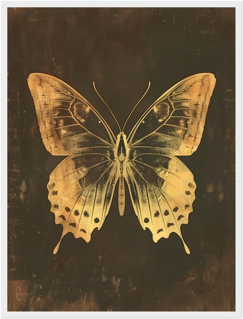 Goldener Schmetterling Vintage Poster