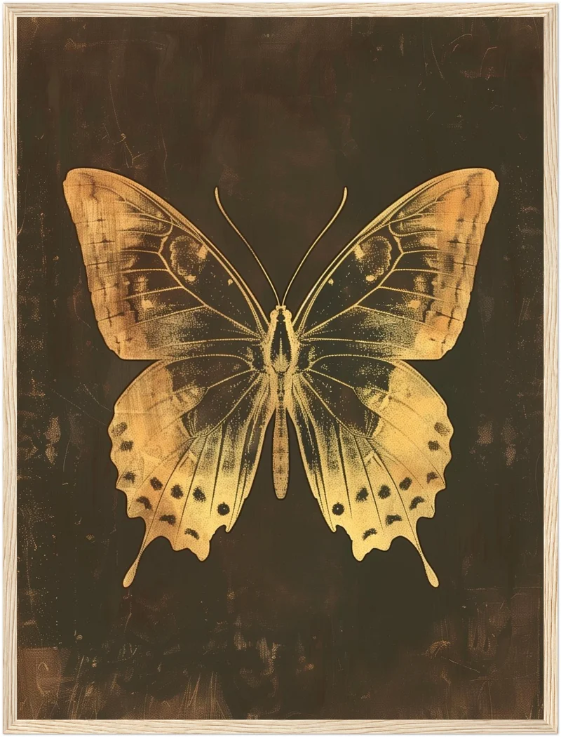 Goldener Schmetterling Vintage Poster