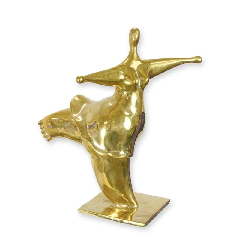 Casa Padrino Luxus Bronzefigur Moderne Tänzerin Gold 37 x 43,5 x H. 48,7 cm - Bronze Skulptur - Deko Figur - Moderne Wohnzimmer Deko