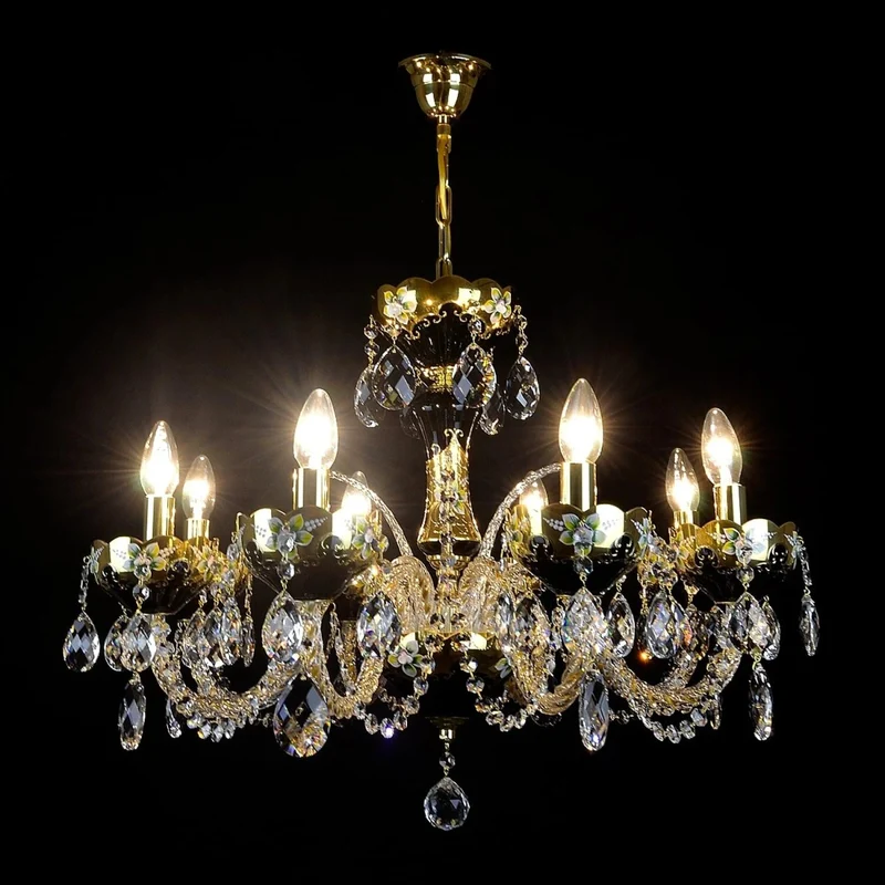 Casa Padrino Luxus Barock Kristall Kronleuchter Gold Ø 68 x H. 52 cm - Prunkvolle Messing Kronleuchter mit böhmischem Kristallglas - Barock Möbel - Edel & Prunkvoll