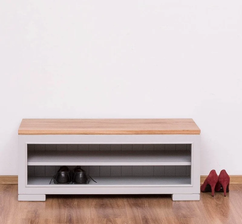 Schuhbank aus Massivholz | Schuhregal mit Sitzbank