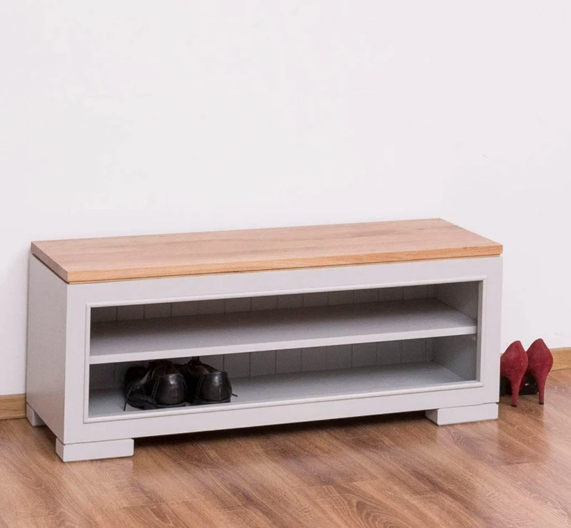 Schuhbank aus Massivholz | Schuhregal mit Sitzbank