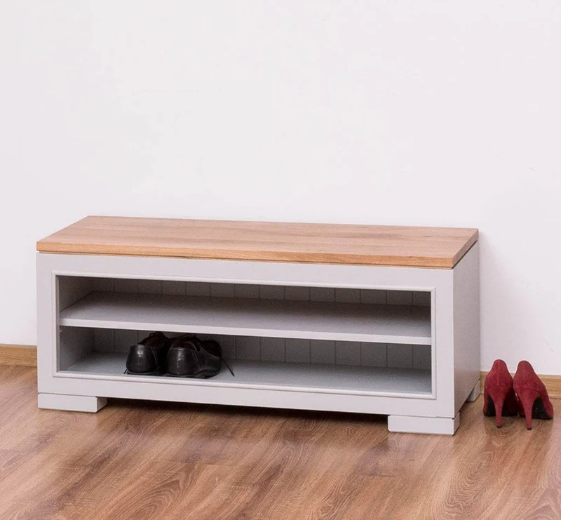 Schuhbank aus Massivholz | Schuhregal mit Sitzbank