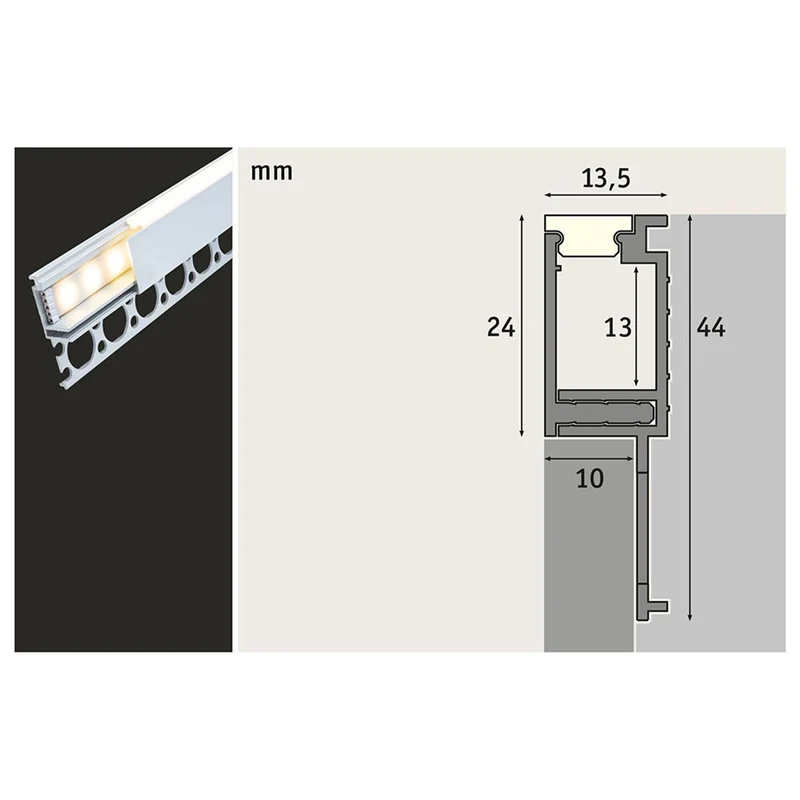 LumiTiles LED Strip Einbauprofil Top 2m Alu-Eloxiert Satin