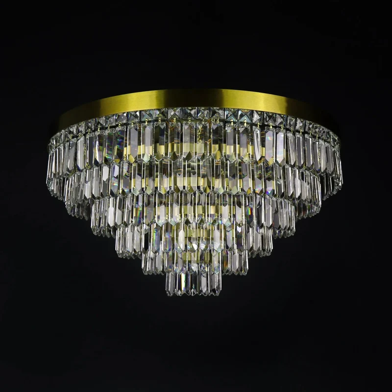 Casa Padrino Luxus Kristall Deckenleuchte Gold Ø 60 x H. 34 cm - Prunkvolle Messing Deckenleuchte mit böhmischem Kristallglas - Barock Möbel - Edel & Prunkvoll