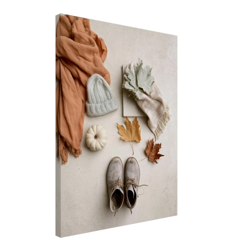 Herbstliches Flatlay Stillleben Leinwand