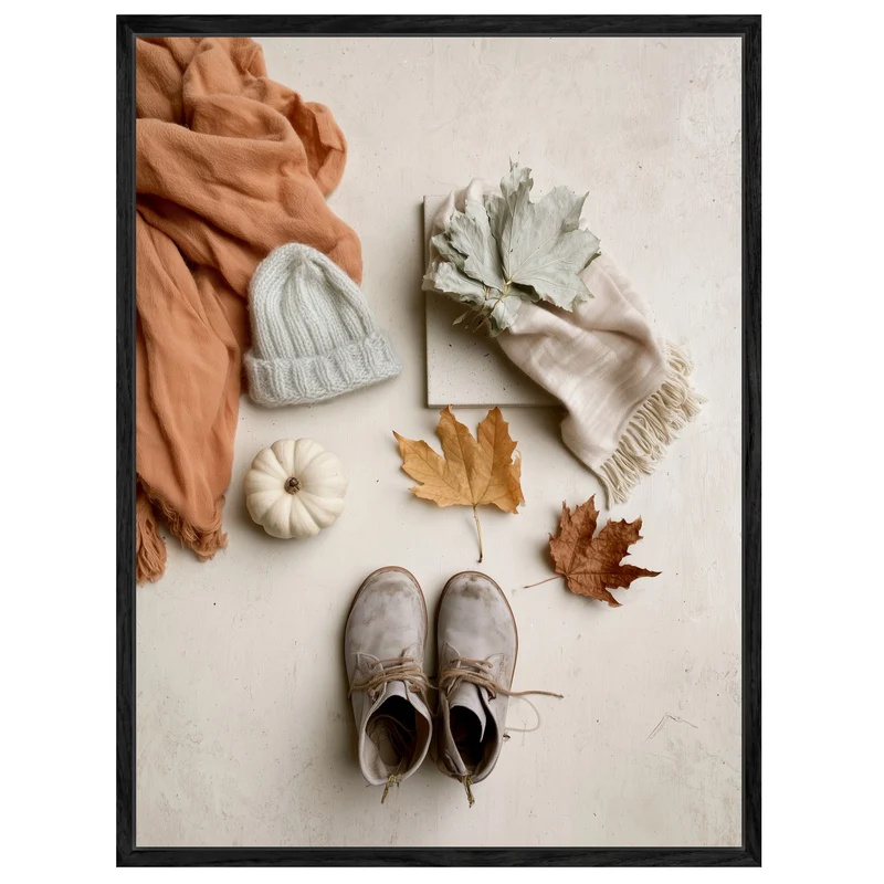 Herbstliches Flatlay Stillleben Leinwand
