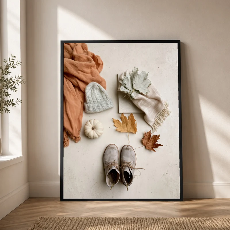 Herbstliches Flatlay Stillleben Poster
