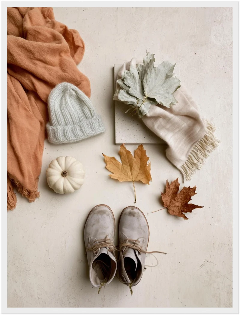 Herbstliches Flatlay Stillleben Poster