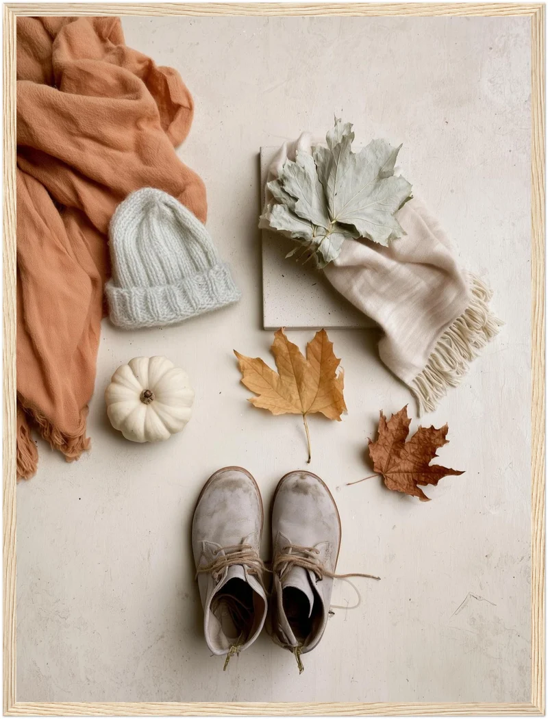Herbstliches Flatlay Stillleben Poster