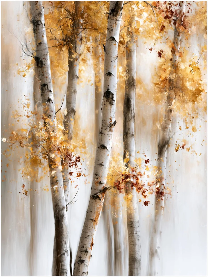 Birken im Herbstlicht Poster