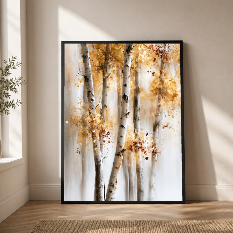 Birken im Herbstlicht Poster