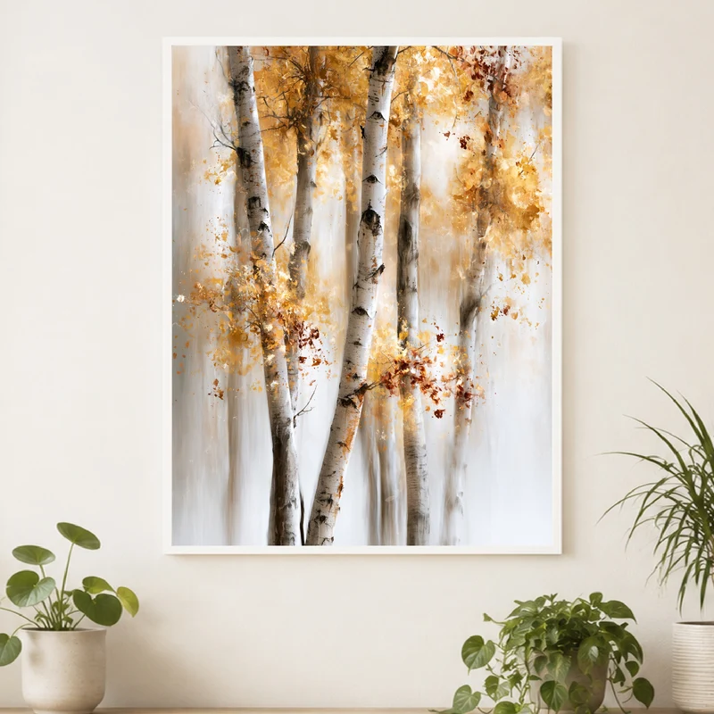 Birken im Herbstlicht Poster