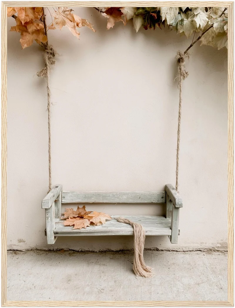 Herbstschaukel im Morgenlicht Poster