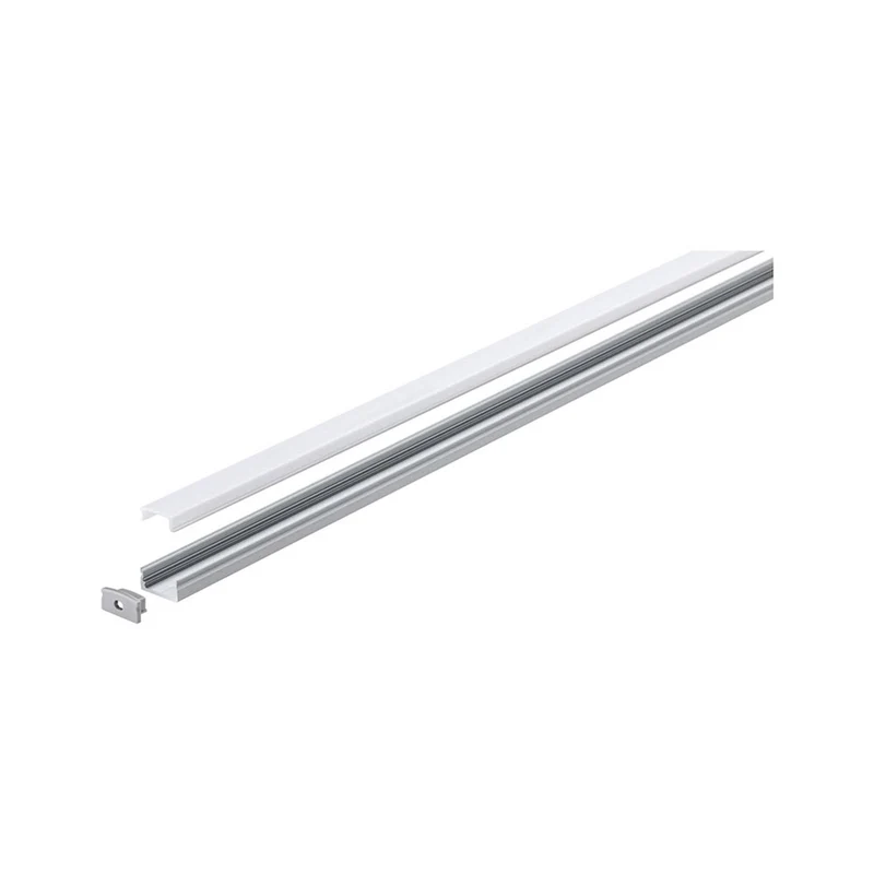 LED Strip Profil Base Weißer Diffusor 2m Alu-Eloxiert Satin
