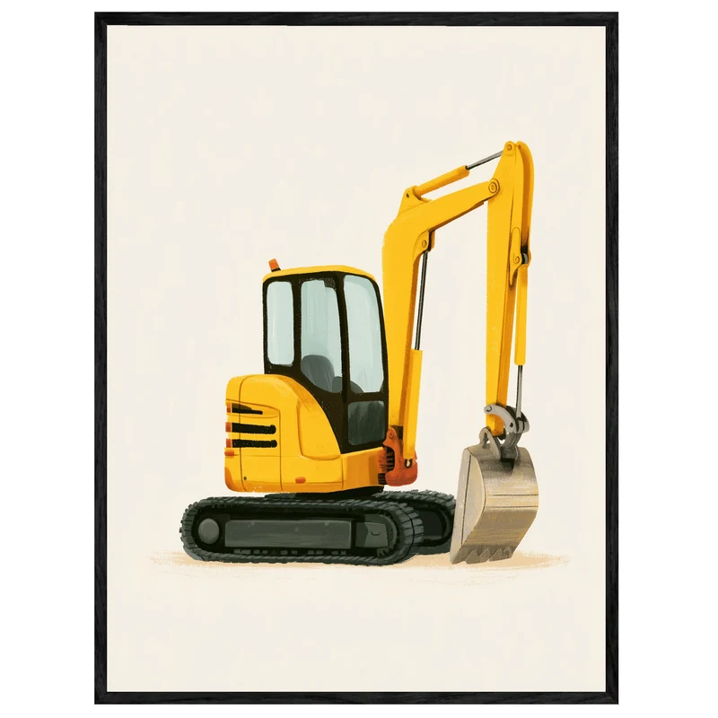 Gelber Bagger im Einsatz Leinwand