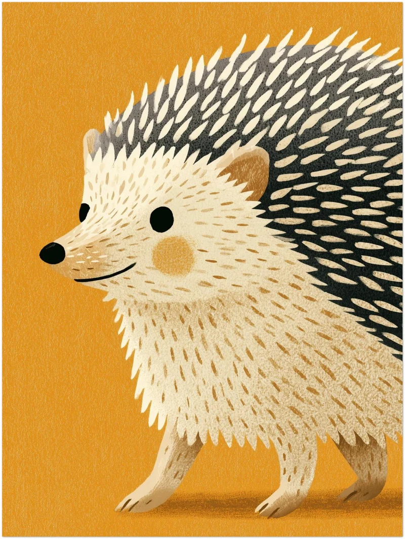 Kleiner Igel auf Goldgelb Leinwand