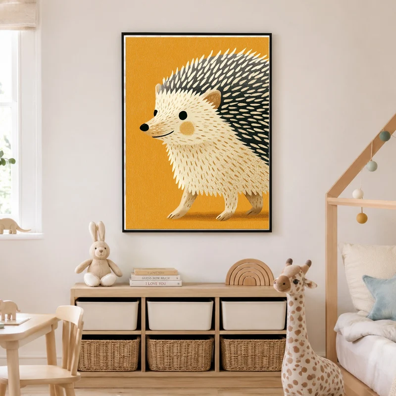 Kleiner Igel auf Goldgelb Poster