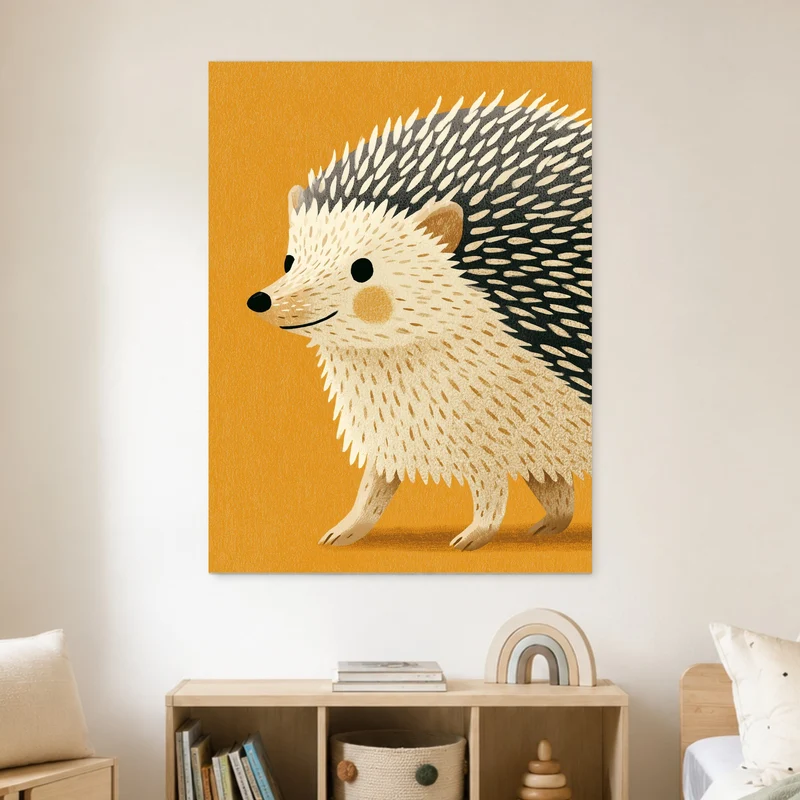 Kleiner Igel auf Goldgelb Poster