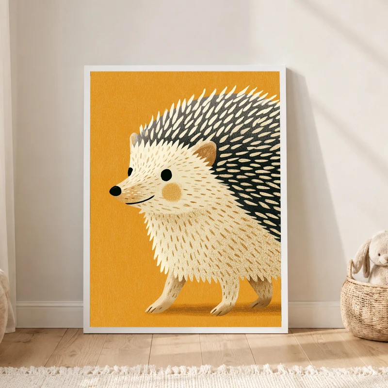 Kleiner Igel auf Goldgelb Poster