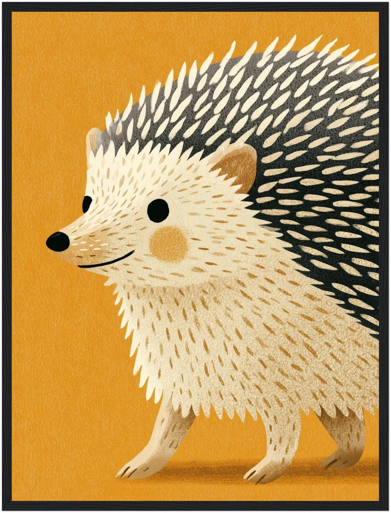Kleiner Igel auf Goldgelb Poster