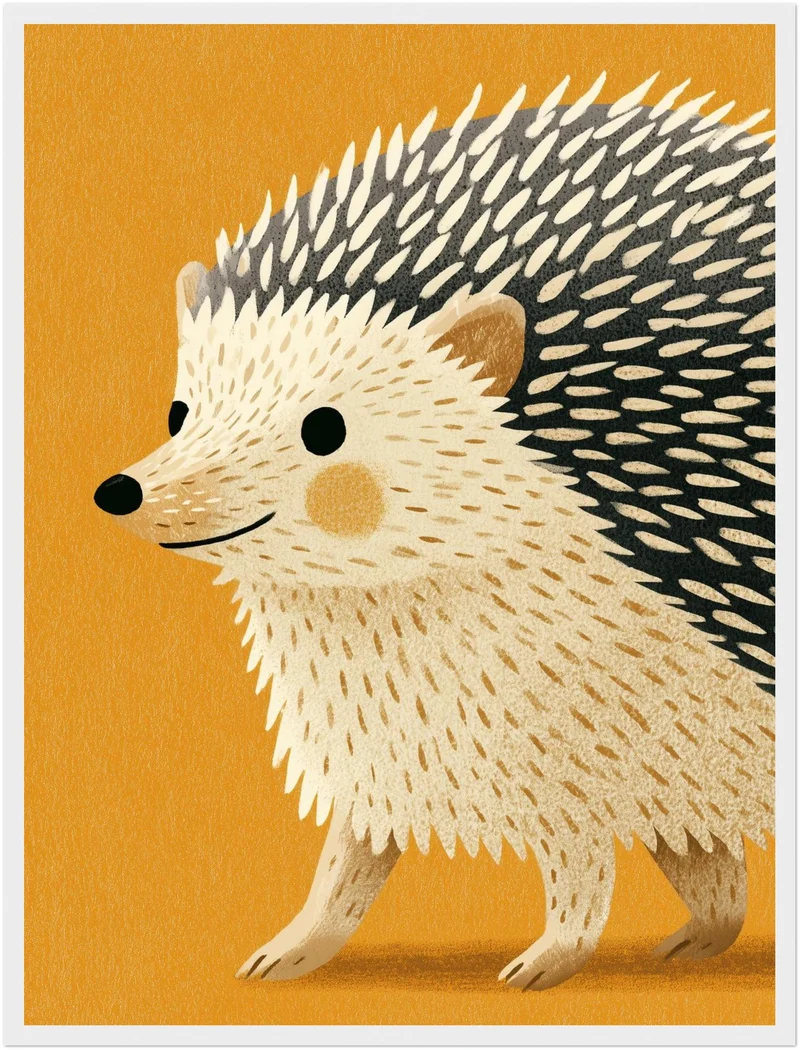 Kleiner Igel auf Goldgelb Poster