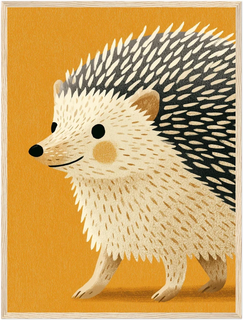 Kleiner Igel auf Goldgelb Poster