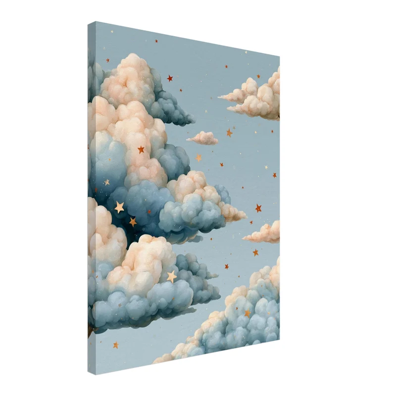 Wolken mit goldenen Sternen Leinwand