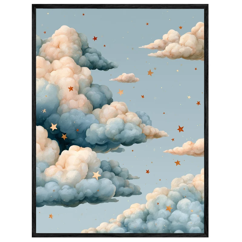 Wolken mit goldenen Sternen Leinwand
