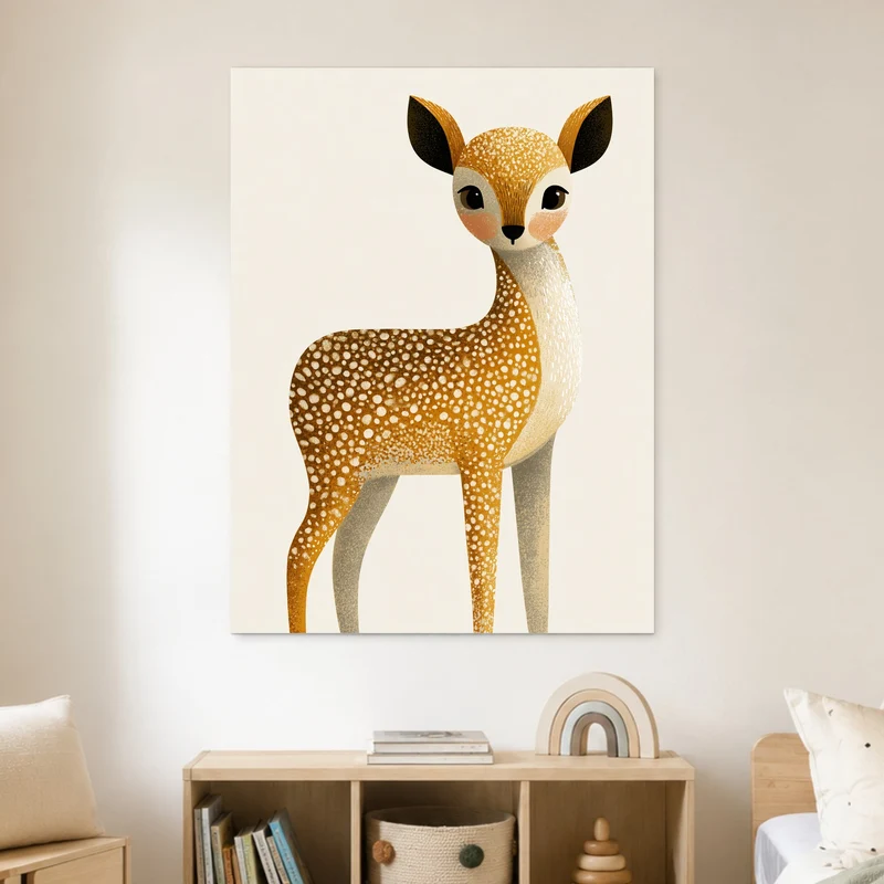 Geflecktes Rehkitz im Morgenlicht Poster