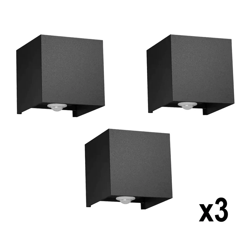 LED Wandleuchte mit Bewegungsmelder 10cm Alu Cube Außen 10W~2569