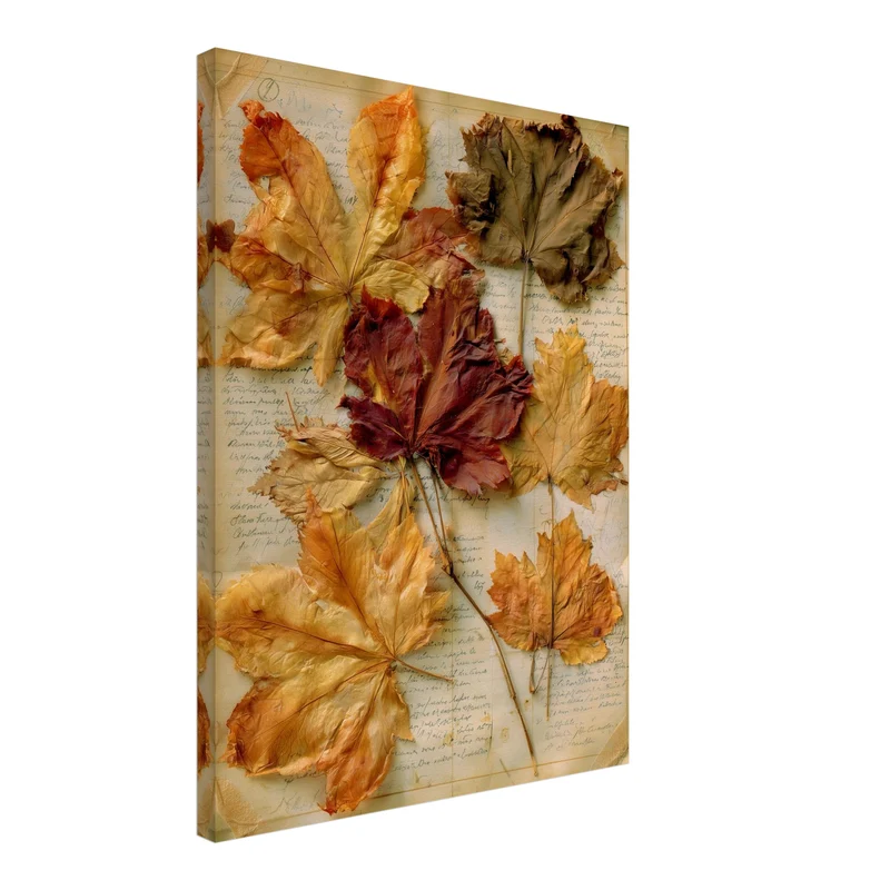 Herbstblätter auf altem Papier Leinwand