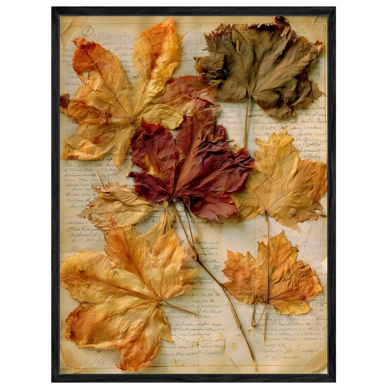 Herbstblätter auf altem Papier Leinwand