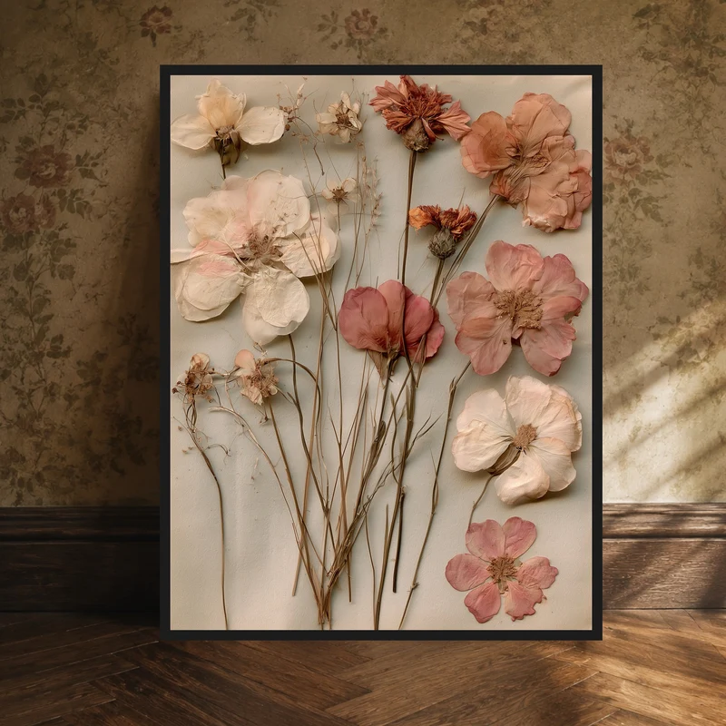 Getrocknete Blüten Vintage Poster