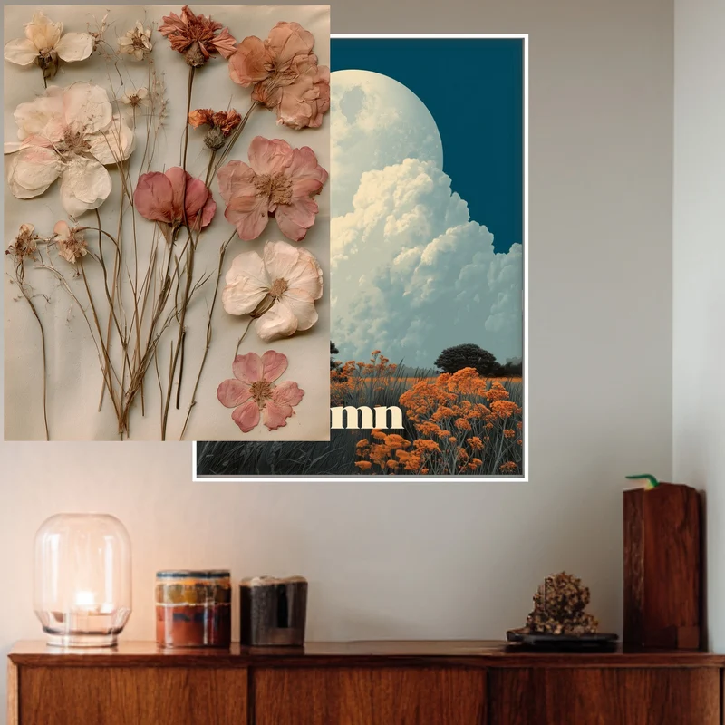 Getrocknete Blüten Vintage Poster