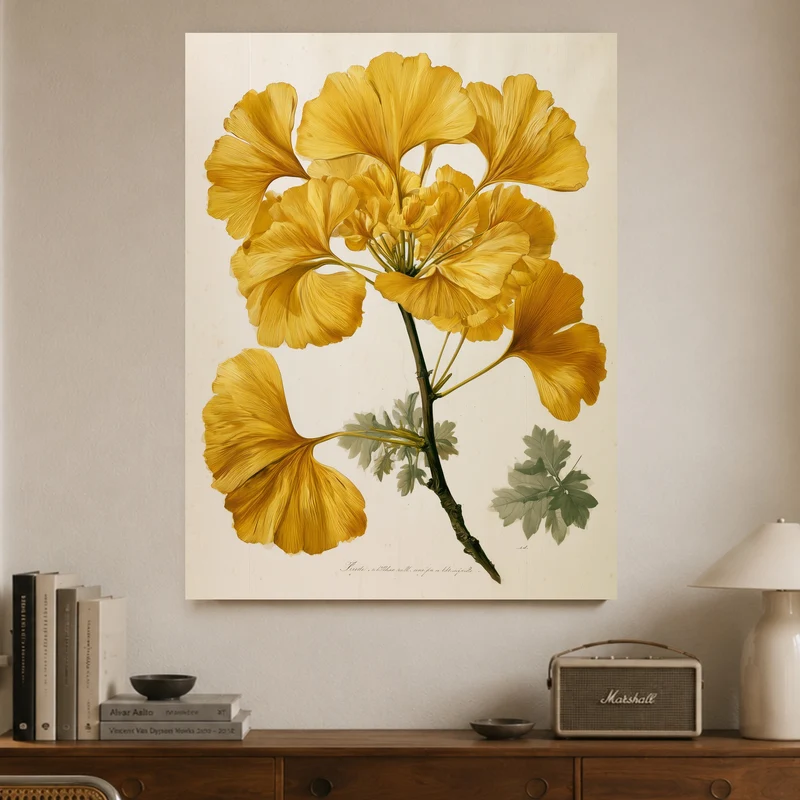 Goldene Ginkgo Botanik Leinwand